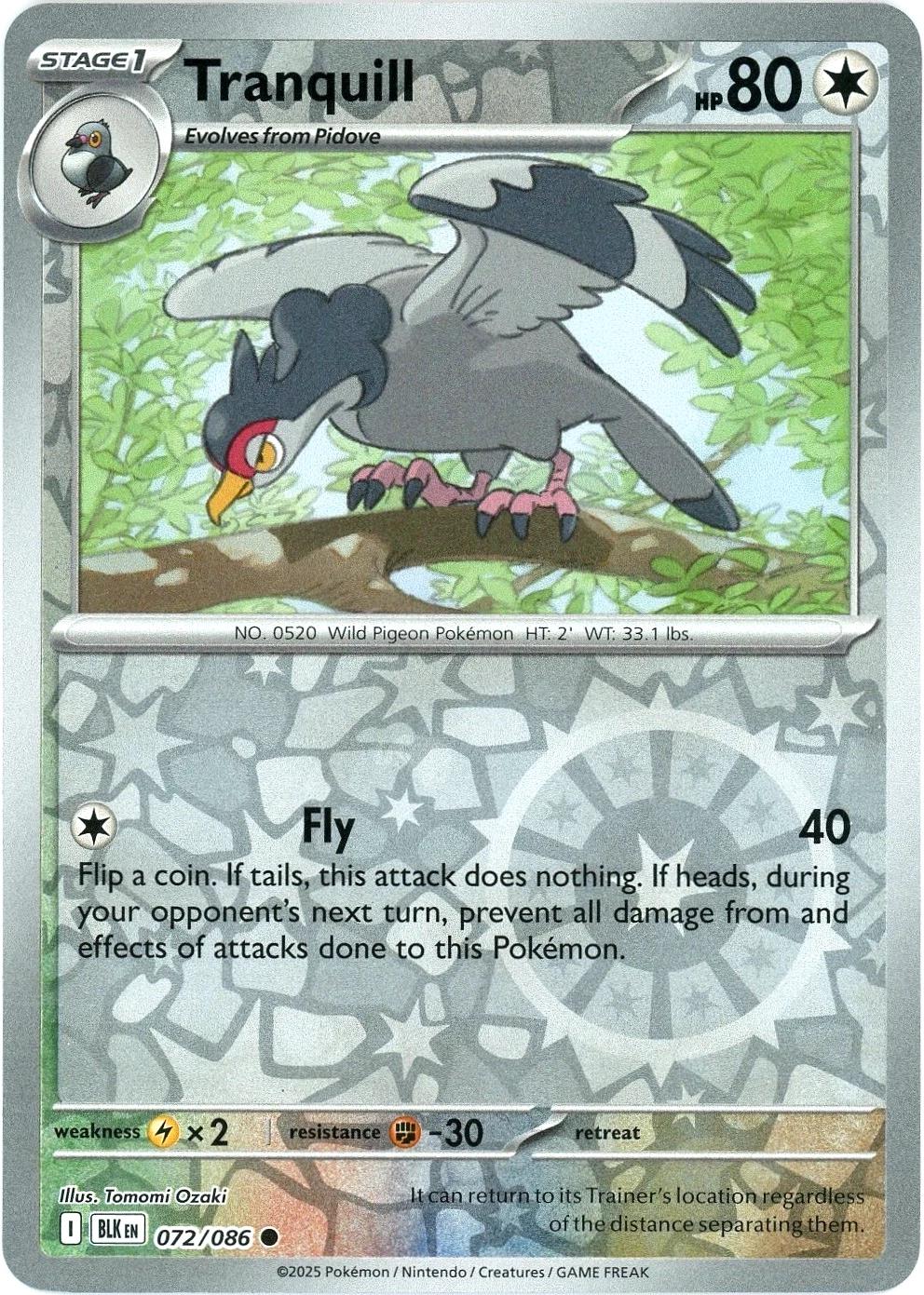 Black Bolt Tranquill [Reverse] Pokémon card